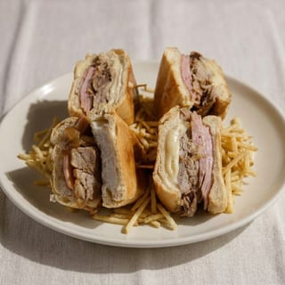 Cubano Especial, Jamon, Queso y Puerco Sandwich